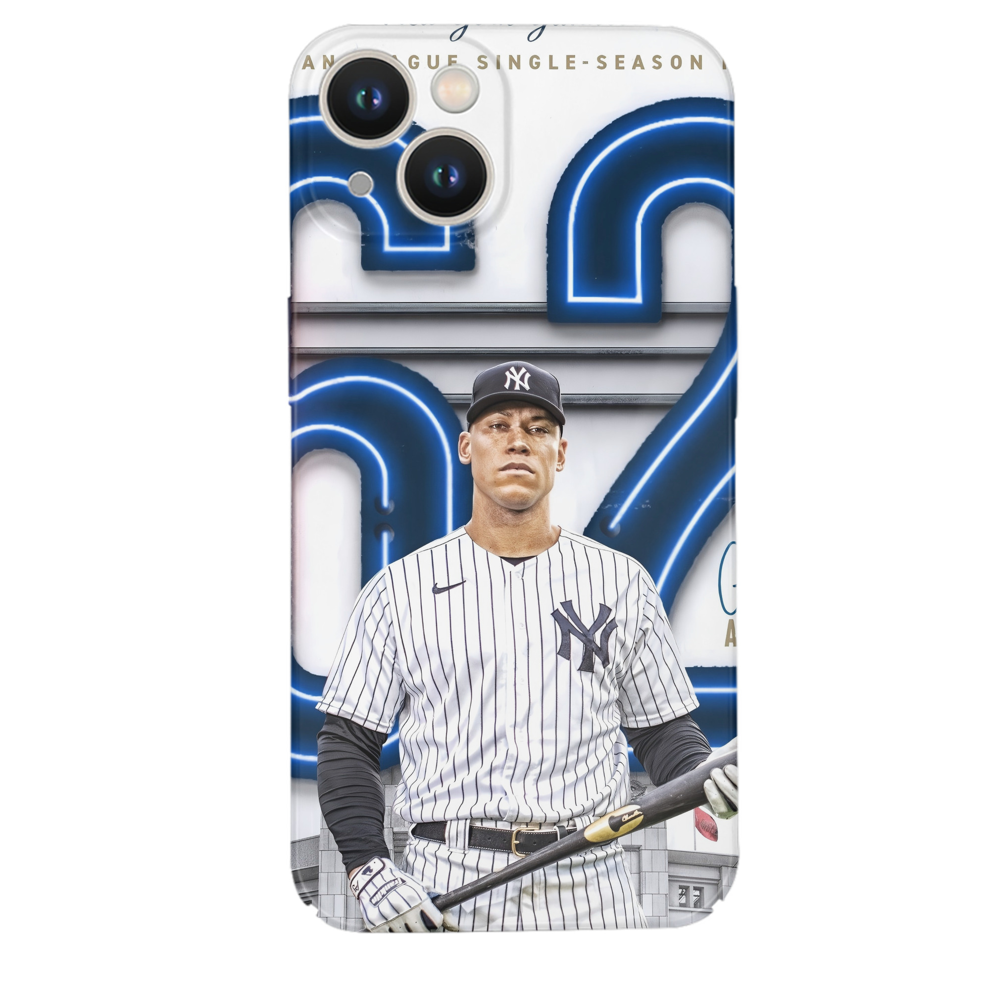 Aaron Judge AL Single Season 62  Home Run Record IPhone 14 Series Full-Cover Hard Case – Shockproof With Raised Camera Protection – Precise Cutouts, Wireless Charging Compatible – Durable, Anti-Yellowing, Easy To Clean